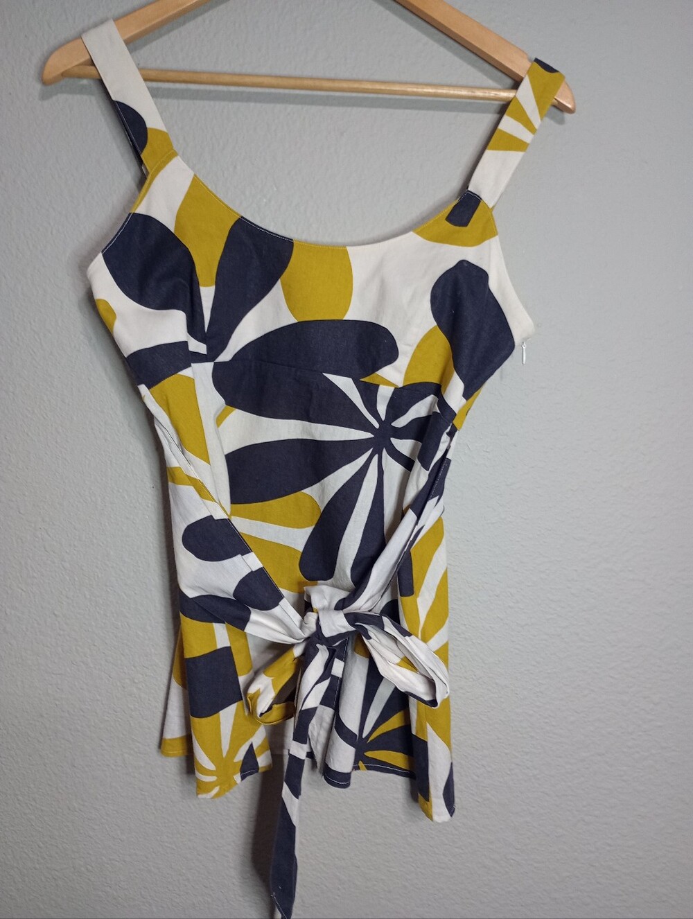Marimekko for Anthropologie Abstract Floral Sleeveless Tie Back Top